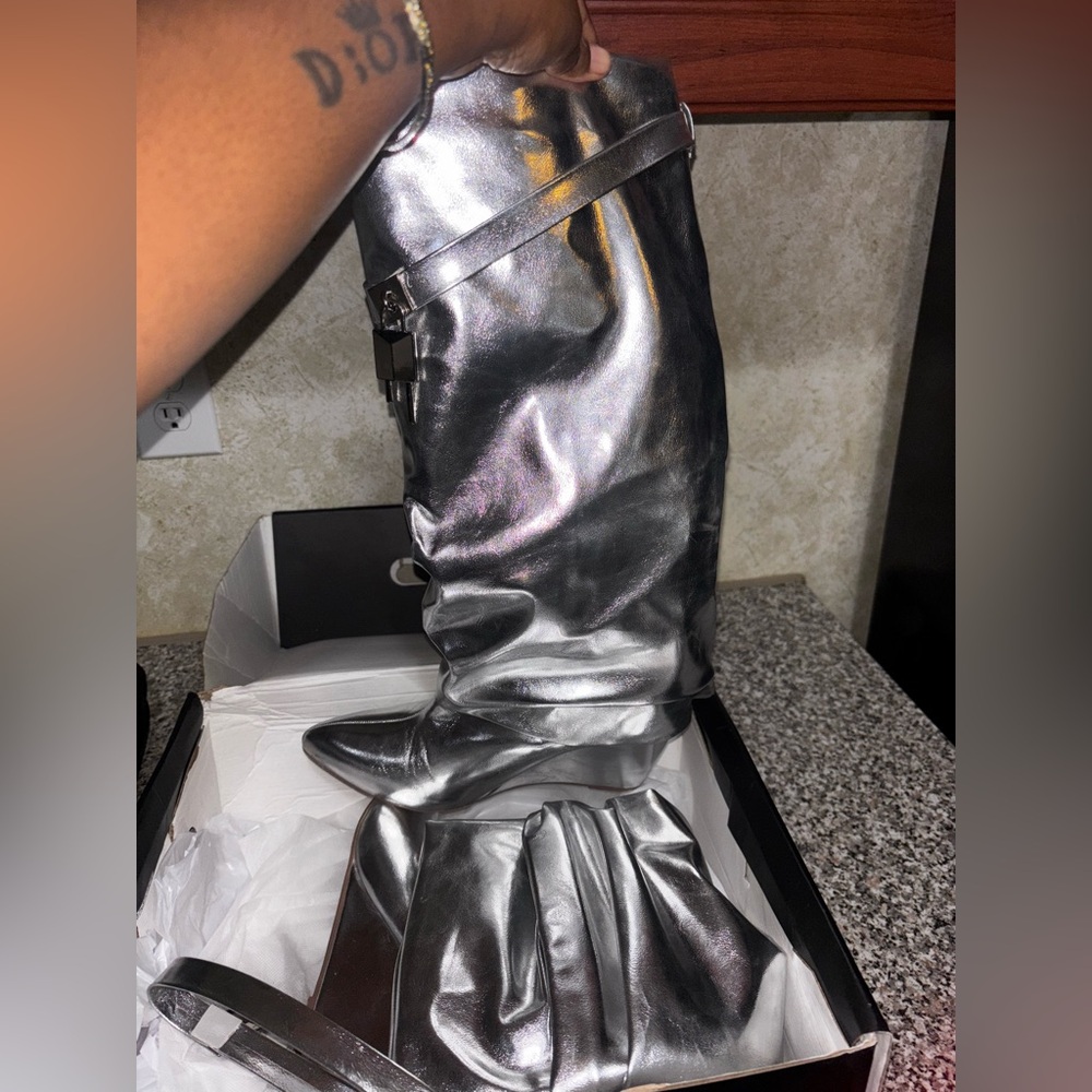 Silver Women's Knee-High Boots